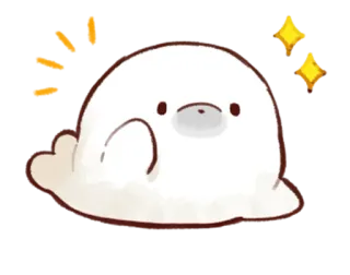 👍 foca, animal, fofo, kawaii, desenho animado, brilhos telegram sticker
