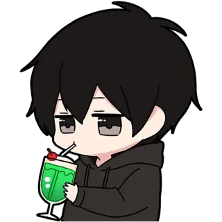 🍹 anime, chibi, drink, cute, cartoon telegram sticker