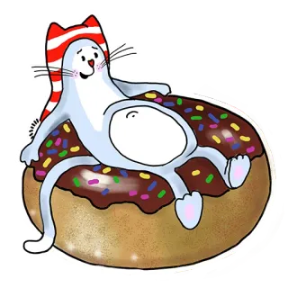 🍩 cat, donut, cartoon, cute, sweet, food, hat telegram sticker