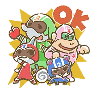 ⭕ OK animal, fofo, desenho animado, amigável, adesivo, ok, animais, corrida whatsapp sticker