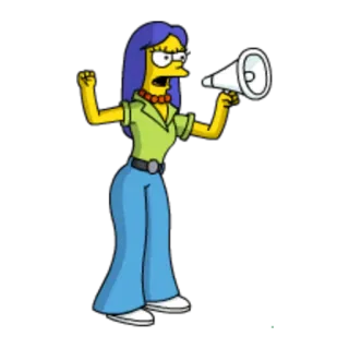 📢 simpsons, woman, protest, cartoon, megaphone, angry telegram sticker