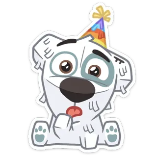 😳 chien, fête, dessin animé, animal, mignon, célébration whatsapp sticker