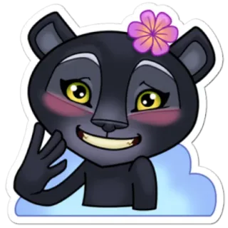💢 panter, lucu, hewan, bunga, kartun telegram sticker