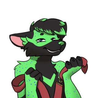 🔞 furry, anthro, green, leash, submissive, cartoon, feline telegram sticker