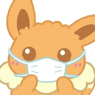 😷 Eevee Pokemon 이브이, 포켓몬, 귀여운, 마스크, 만화, 애니 whatsapp sticker