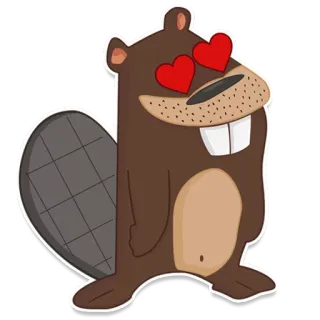 😍 bever, liefde, dier, cartoon, hartjes ogen telegram sticker