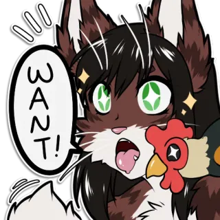 😍 WANT! catgirl, want, chicken, animal, anime, cute telegram sticker