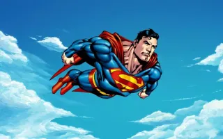 🦸 Superman superhero, comic book, flying, sky, clouds telegram sticker