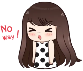 😌 NO way! desenho animado, menina, choque, exclamação, de jeito nenhum whatsapp sticker