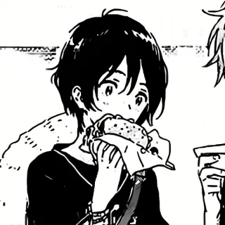 🌼 Anime, Manga, Cartoon, Essen, Burger, Schwarzweiß telegram sticker