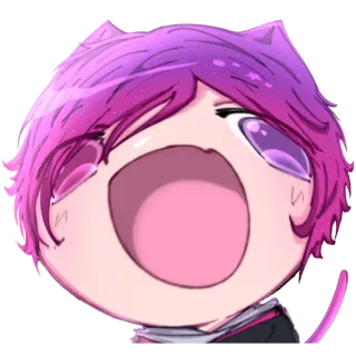 😮 Anime, Manga, Gato, Pelo Rosa, Lindo, Kawaii, Dibujos Animados telegram sticker