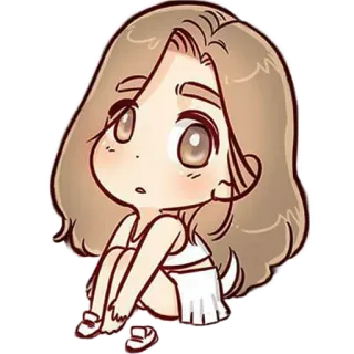 😮 стикер, мультик, чиби, девушка, женщина, сидящая telegram sticker