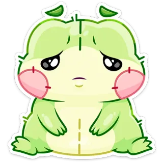 😞 fofo, verde, triste, monstro, desenho animado, kawaii telegram sticker