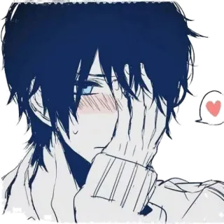 😳 Anime, Lindo, Sonrojado, Personaje, Ilustración, Chico telegram sticker