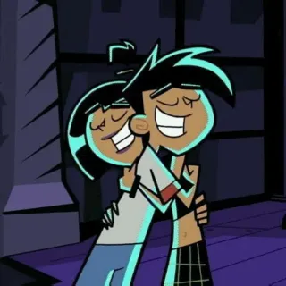 🦸‍♂ Danny Phantom cartoon, animated, hugging, friendship, television telegram sticker