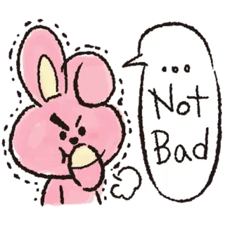 🤣 Not Bad cartoon, cute, sticker, bunny, pink, expression, not bad, positive telegram sticker