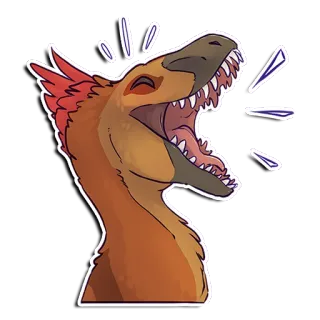 😃 dinossauro, velociraptor, gritando, boca aberta, desenho animado, animal, prehistórico, ilustração telegram sticker
