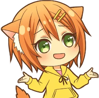 👐 Anime, Katzenmädchen, niedlich, Chibi, Achselzucken, unsicher whatsapp sticker