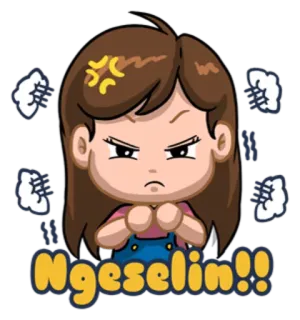 😡 Ngeselim!! tức giận, hoạt hình, cô gái, khó chịu, bực bội, điên whatsapp sticker