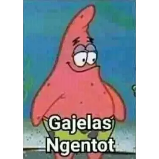 😅 Patrick Star Spongebob Squarepants Gajelas
Ngentot cartoon, Patrick Star, offensive, Indonesian, Spongebob Squarepants telegram sticker