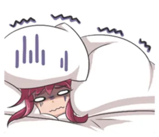 😱 อนิเมะ, ง่วง, เหนื่อย, เตียง, น่ารัก, น่ารัก telegram sticker