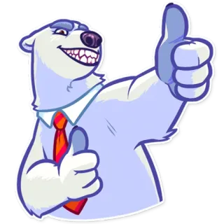 👍 Oso polar, Dibujos animados, Pulgar arriba, Positivo whatsapp sticker