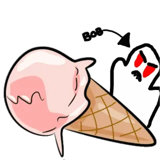 ☠ Boo sorvete, fantasma, bu, sobremesa, assustador, cone telegram sticker
