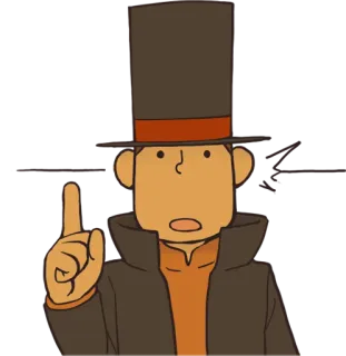 😮 Professor Layton Professor Layton, Detetive, Chapéu, Desenho animado, Quebra-cabeça, Video game telegram sticker