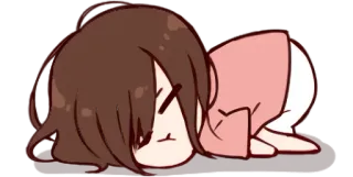 😴 anime, girl, tired, laying down, exhausted, cute telegram sticker