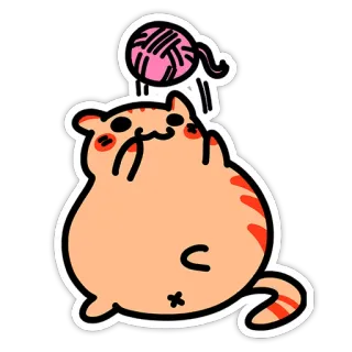 ⚽ gato, gatinho, lã, novelo de lã, fofo, desenho animado telegram sticker