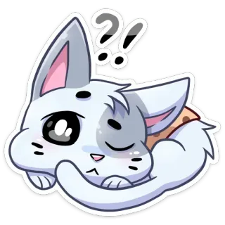 😴 ?? cat, question, cute, sleepy, kawaii telegram sticker