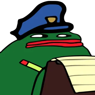 👮‍♂️ Pepe the Frog 佩佩, 青蛙, 卡通, 警察, 表情包 whatsapp sticker