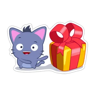 🎁 Katze, Cartoon, Geschenk, Geschenk, süß, Tier, kawaii whatsapp sticker