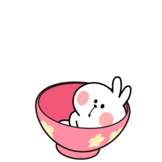 ☹ lapin, mignon, bol, kawaii, autocollant whatsapp sticker