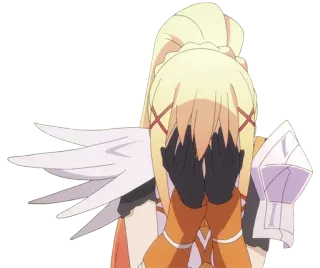 😭 Darkness Konosuba 动漫, 为美好的世界献上祝福, 达克尼斯, 金发, 害羞, 哭泣 telegram sticker