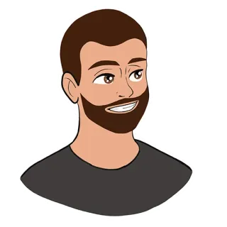 😁 hombre, barba, dibujos animados, sonriendo, retrato telegram sticker