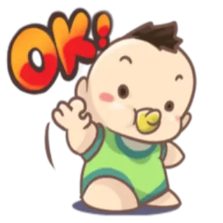👍 ok! bebé, ok, dibujos animados, infante, lindo, pegatina whatsapp sticker