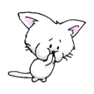 🤢 chat, kawaii, mignon, blanc, dessin animé, animal, autocollant telegram sticker