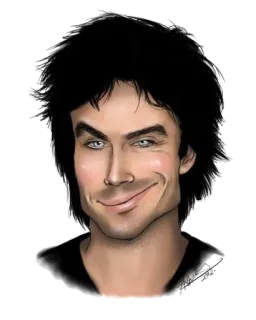 😼 Damon Salvatore The Vampire Diaries вампир, портрет, фанарт, сериал, паранормальное, сверхъестественное telegram sticker