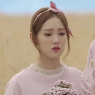 😖 phụ nữ, người, chân dung, băng đô, hồng, hoa, dễ thương telegram sticker