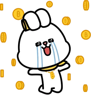 💵 królik, bitcoin, krypto, płacz, smutny, waluta cyfrowa, finanse telegram sticker