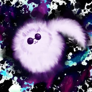 🐈 Katze, Sonnenbrille, flauschig, süß, Tier, Haustier, Galaxie, lila telegram sticker