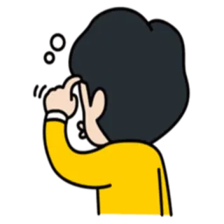 💙 thinking, idea, thought, pondering, cartoon, question whatsapp sticker