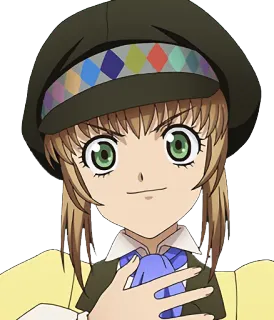 😌 Anime, Personaggio, Femmina, Cappello, Illustrazione whatsapp sticker