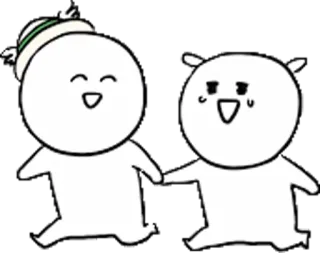 👬 Cartoni animati, Amicizia, Carino, Camminando, Personaggi, Tenendosi per mano telegram sticker