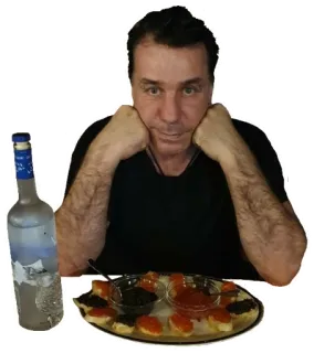 🥃 hombre, caviar, vodka, comida, lujo, alcohol whatsapp sticker