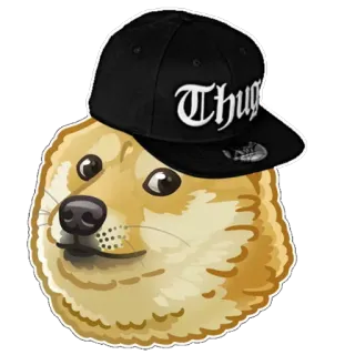😏 Thug Doge, Hund, Gangsterleben, Hut, Meme, Tier telegram sticker