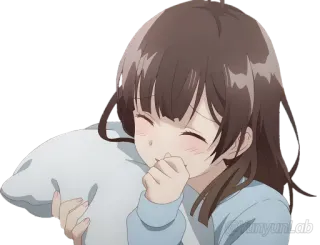 😂 Anime, Gadis, Lucu, Mengantuk, Bantal, Lelah telegram sticker