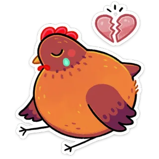 ⭐ kurczak, smutny, złamane serce, zwierzę, kreskówka, emocjonalny telegram sticker