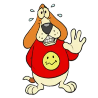 😬 chien dessin animé, transpirant, anxieux, personnage, nerveux, inquiet telegram sticker